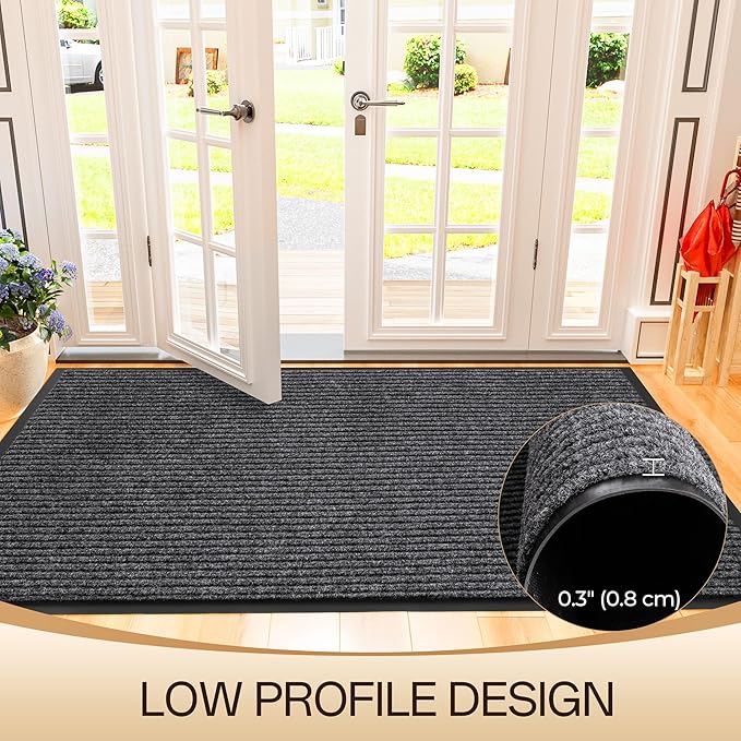 Amyracel Front Door Mat Indoor Outdoor Entrance, 48" x 72" All-Season Waterproof Doormat for Enterway, Heavy Duty Commercial Floor Mat, Fade Resistant, Rubber Back, Low Profile, Easy Clean