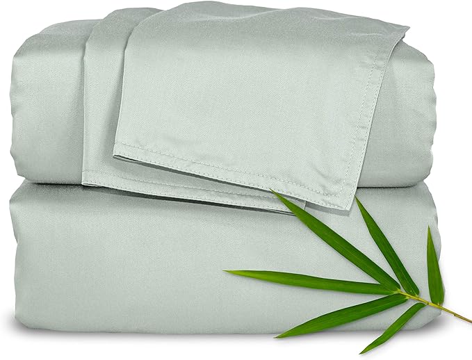 Pure Bamboo California King Sheets, Genuine 100% Organic Viscose Derived from Bamboo Bed Sheet Set, Soft & Cooling, Double Stitching, 2 Year Quality Promise (California King, Sea Glass)