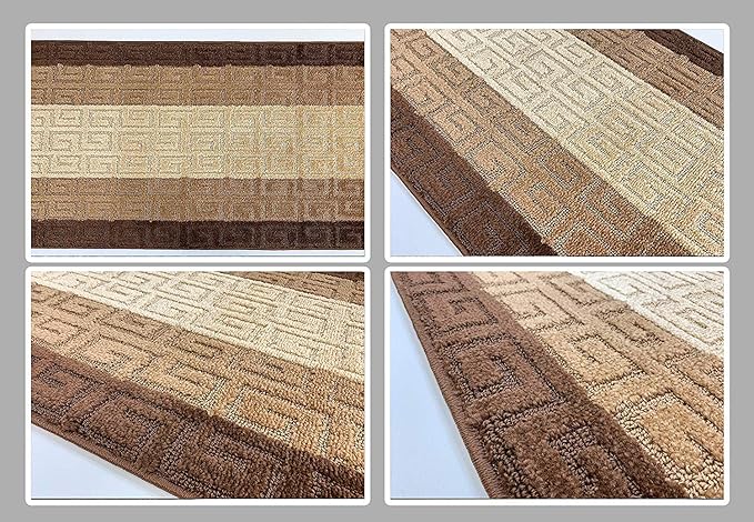Custom Length Hallway Runner Rug,Slip Resistant,Meander Brown, 26 Inch X 34 feet, Sold and Priced Per Foot