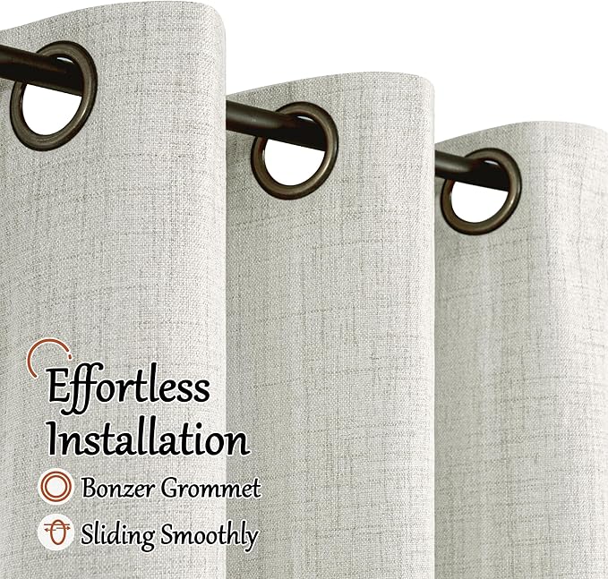 40 Inch Length Linen Blackout Curtains for Short Cafe Window, Thermal Insulated Light Blocking Soundproof Privacy Burlap Curtains 2 Panels, Each 38 Inch Wide Light Grey
