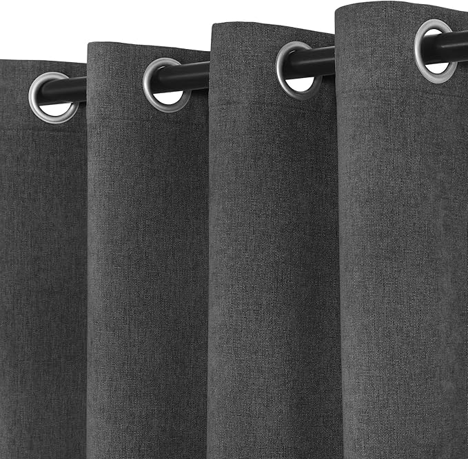 Macochico 120" Wx84 L 100% Blackout Chenille Curtains for Sliding Door Living Room Bedroom, Luxury Drapery for Hotel Home Theater, Dark Grey Thermal Window Treatments with Tieback, Grommet, 1 Panel