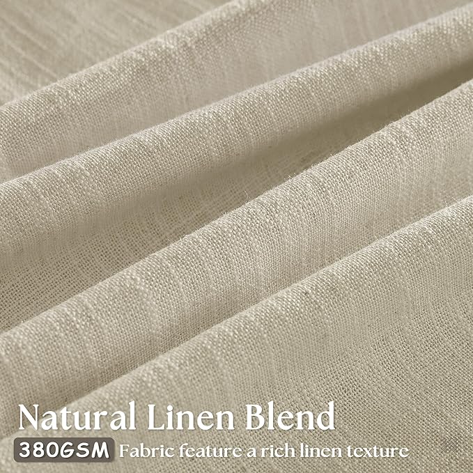 Linen Pinch Pleated Linen Curtains 2 Panels for Living Room Bedroom Memory Training Shaped Semi Sheer Pleat Drapes with Hooks Rings Light Filtering Window Curtain 40x80
