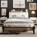 LIKIMIO Full XL Bed Frames, Storage Headboard with Charging Station, Solid and Stable, Noise Free, No Box Spring Needed, Easy Assembly, Wood and Cream