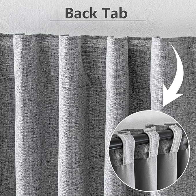 100% Blackout Curtains for Living Room, 90 Inch Curtains 2 Panel Set Light Blocking, Back Tab & Rod Pocket Thermal Insulated Drapes Bedroom Windows Home Decor(52W × 90L inch, Light Grey)