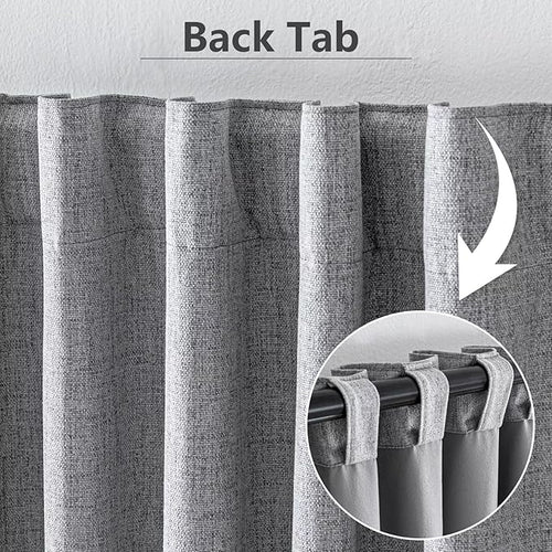 100% Blackout Curtains for Living Room, 90 Inch Curtains 2 Panel Set Light Blocking, Back Tab & Rod Pocket Thermal Insulated Drapes Bedroom Windows Home Decor(52W × 90L inch, Light Grey)