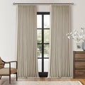 112 Inch Linen Blackout Curtains 112 Inches Long for Bedroom Neutral Boho Pinch Pleated 100% Black Out Room Darkening Sound Dampening Window Drapes Double Layer Soundproof 112 Inch Curtains Oatmeal