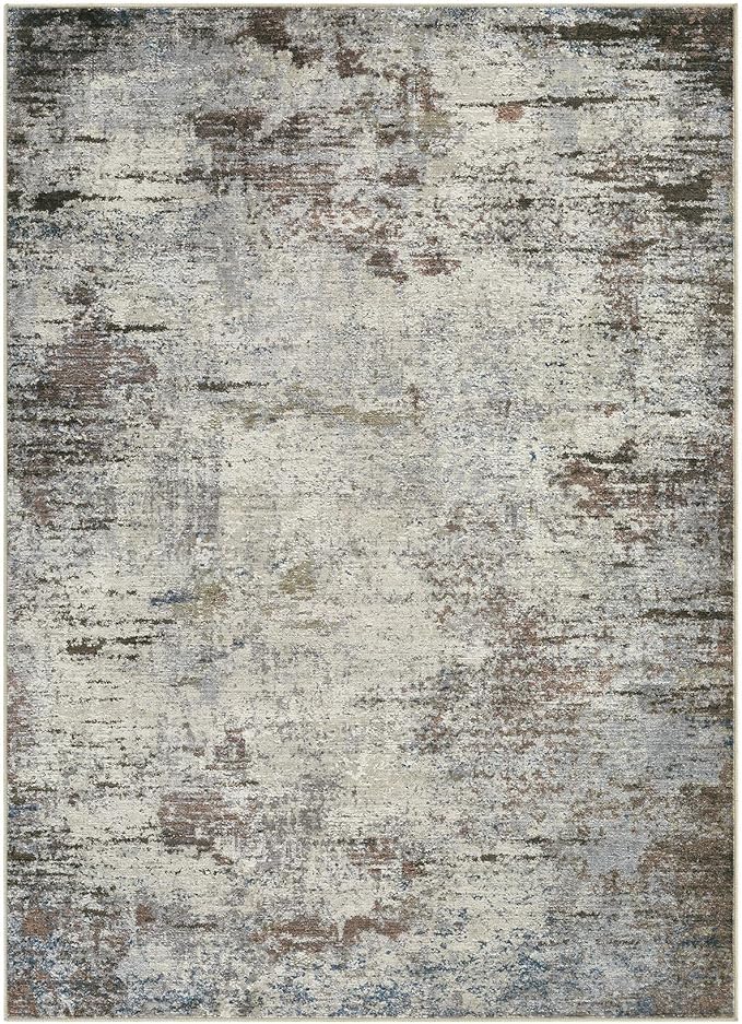 Area Rug Living Room Rugs - 8x10 Washable Large Soft Indoor Neutral Modern Abstract Low Pile Rug Carpet for Bedroom Dining Room Farmhouse Home Office - Brown Rust