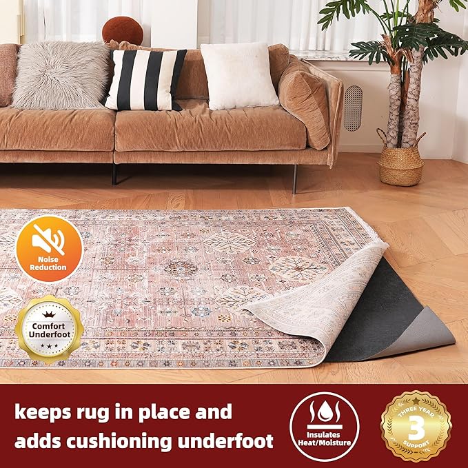 BAGAIL Felt and Natural Rubber Backing Rug Pads 1/8” Thick, 2 x 4 Ft Non Slip Rug Gripper Keep Rugs in Place, Under Area Rug Protective Cushioned Pads, Carpet Runners, Hardwood Floors Protection