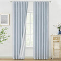 Vision Home Rod Pocket Back Tab Chambray Blue Total Blackout Bedroom Curtains 95 inch for Living Room Window Panels Thermal Insulated Energy Efficient Soundproof Grayish Blue Drapes 2 Panels 50"Wx95"L