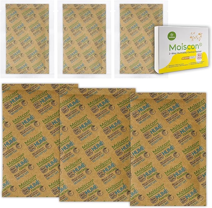 Wisesorb Size 67 62% Two-Way Humidity Control Packs for Storing 1 lb, 67 Gram 120 Pack Moisture Control Packets Individually Wrapped, Humidifier Packs for Storage Containers
