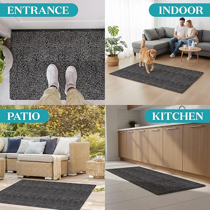 Premium Microfiber Indoor Door Mat – 24"x36" Washable Entry Mat, Non-Slip, Waterproof Backing, Super Absorbent, Low Profile Entryway Doormat for Indoor Entrance