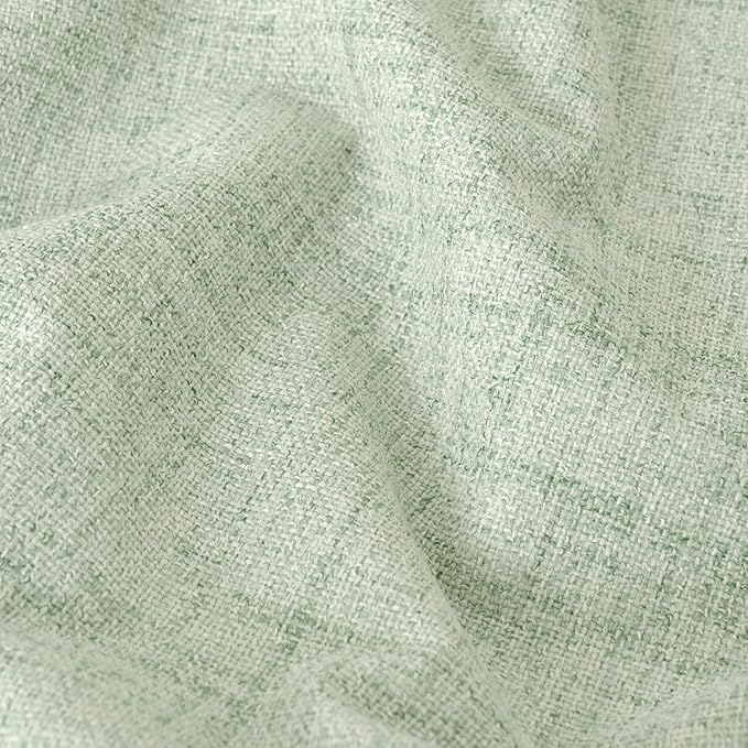 Sage Green Blackout Curtains for Bedroom - Linen Curtains 45 Inch Length Thermal Insulated Privacy Burlap Boho Window Drapes for Basement Scandi Farmhouse Nursery, 2 Panels, Each 52" Wide