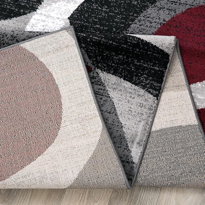 Rugshop Contemporary Abstract Circles Perfect for high Traffic Areas of Your Living Room,Bedroom,Home Office,Kitchen Runner Rug 2' x 10' Red