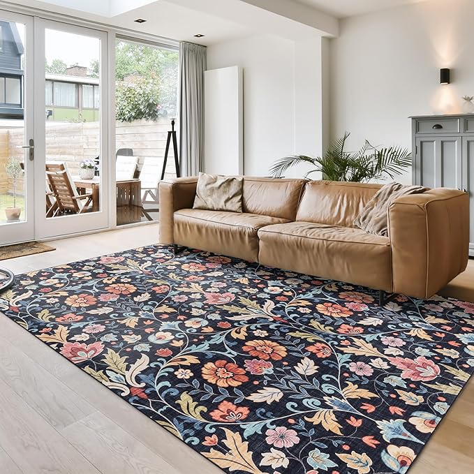 Gertmenian Indoor Boho Area Rug | Home Decor for Entryway, Bedroom, Living Room, Office, Kitchen | Non Slip, Soft, Printed Accent Rugs | Verner, Multi, 8x10 Large, 24626