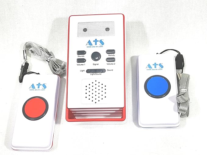 Assistive Technology Services 2 Button Caregiver Alert System - Health Alert & Monitoring System - Alarm - Battery Powered