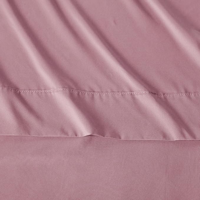 Amazon Basics Lightweight Microfiber 4-Piece Bed Sheet Set, Rose, Solid, Full