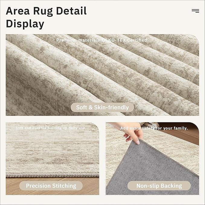Runner Rug 2'x6' Washable Non-Slip Runner Rugs for Kitchen Bathroom Laundry Room Beige Vintage Floor Carpet Runners for Hallway Entryway