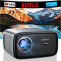 【1200 ANSI/4K Supported/Netflix Licensed】Smart Projector with WiFi and Bluetooth, Movie Home Theater with AI Auto Focs& Keystone, Video Projector with Dolby, 400'' Display for Indoor/Outdoor Proyector