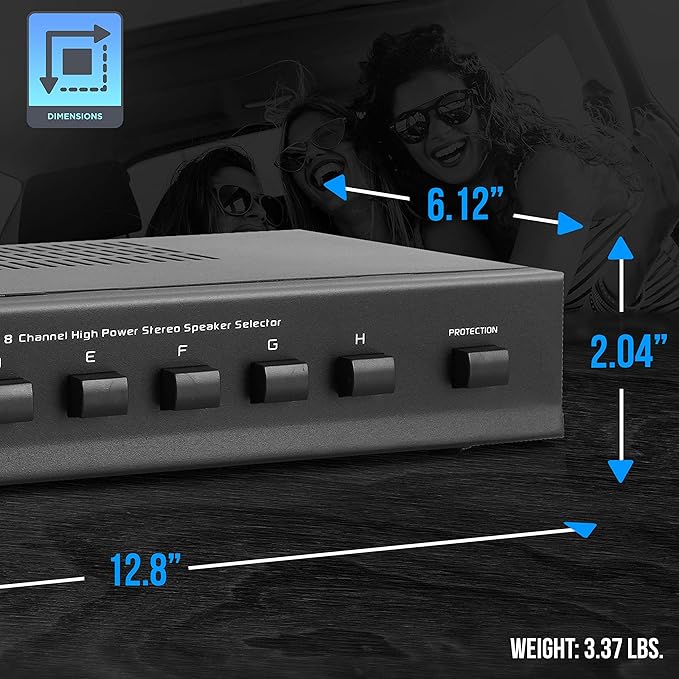 Pyle Premium New and Improved 8 Zone Channel Speaker Switch Selector Switch Box Hub Distribution Box for Multi-Channel High Powered Stereo Amplifier A/B/C/D Switches | 6 Pairs Of speakers - PSS8