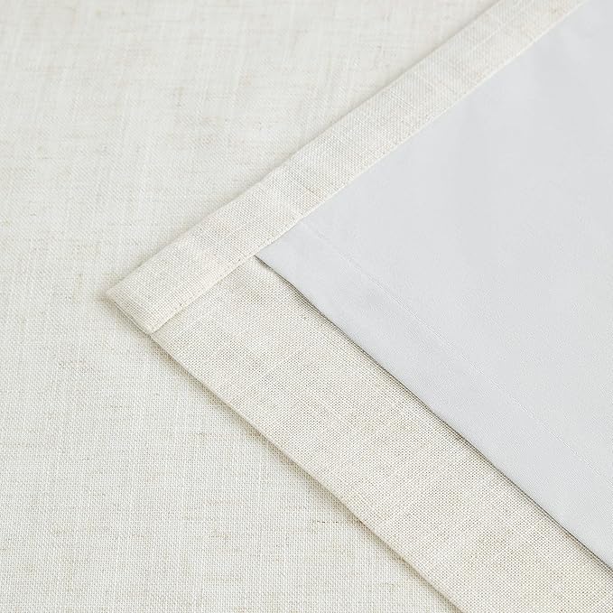 Vision Home Natural Linen Full Blackout Curtains 108 inch for Bedroom Living Room Darkening Soundproof Window Panels 9FT Thermal Insulated Rod Pocket Back Tab Farmhouse Drapes 56" Wx108 Lx2