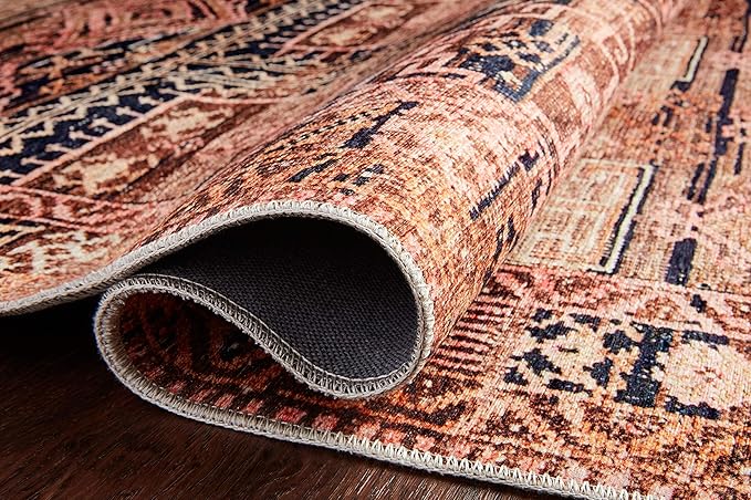 Loloi Layla Collection LAY-14 Mocha/Blush 3'-6" x 5'-6" .13" Thick Accent Rug, Soft, Durable, Vintage Inspired, Distressed, Low Pile, Non-Shedding, Easy Clean, Printed, Living Room Rug