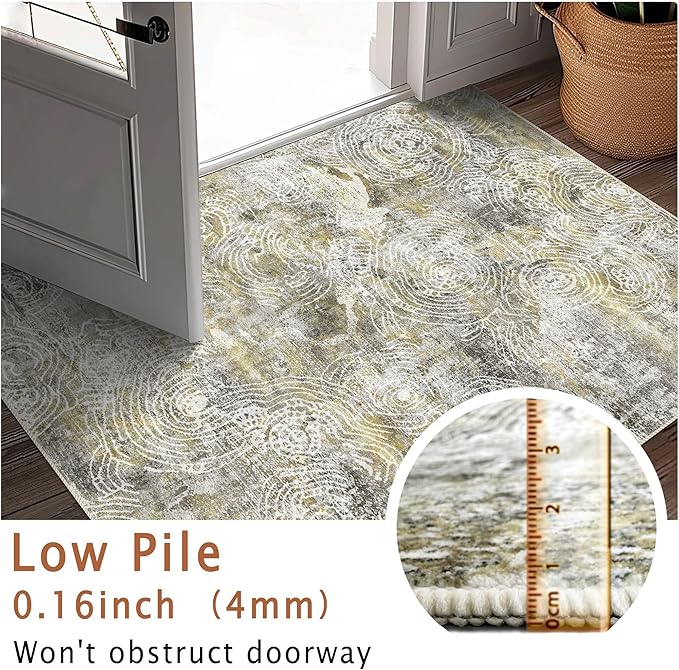 Runner Rug 2'x7' Abstract Washable Non-Slip Runners for Hallways Kitchen Entryway Laundry Room Modern Carpet Hallway Runner Mustard