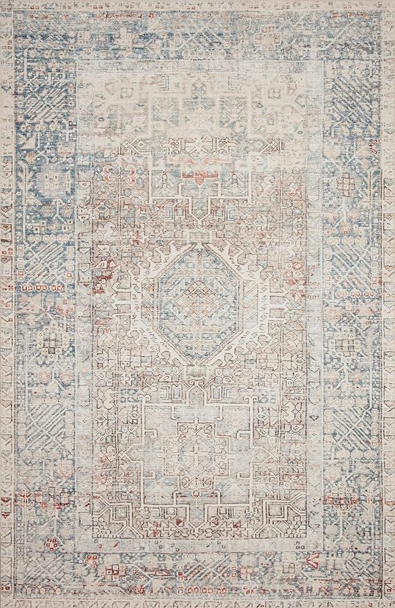 Loloi Chris Loves Julia Jules Collection JUL-07 Natural/Ocean 7'-6'' x 9'-6'', .13" Pile Height, Area Rug