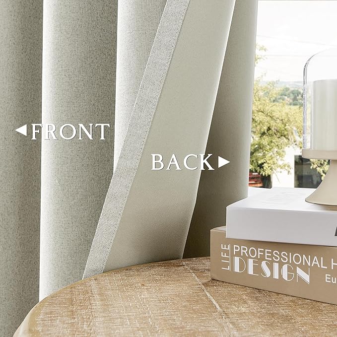 ChrisDowa 100% Blackout Greyish Beige Solid Curtains 45 Inches Long 2 Panels for Bedroom Living Room,Farmhouse Room Darkening Thermal Insulated Soundproof Grommet Top Window Treatment Drapes,52x45