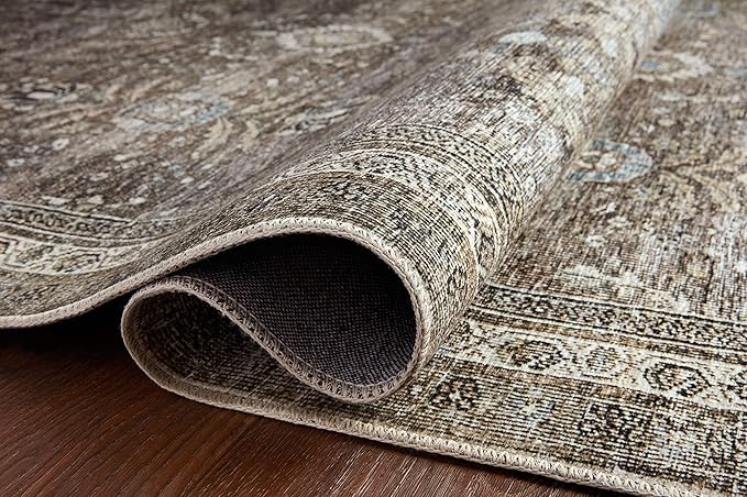 Loloi Layla Collection LAY-13 Antique/Moss 2'-3" x 3'-9" .13" Thick Accent Rug, Soft, Durable, Vintage Inspired, Distressed, Low Pile, Non-Shedding, Easy Clean, Printed, Living Room Rug