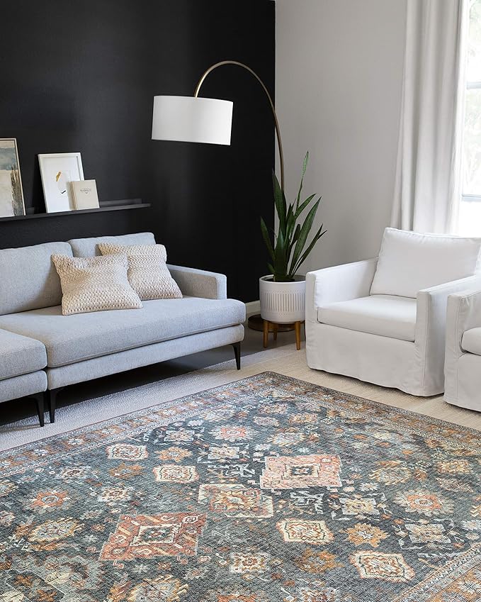 Loloi II Skye Collection SKY-10 Sea/Rust 7'-6" x 9'-6" Area Rug