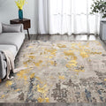 vivorug Washable Rug, Ultra Soft Area Rug 8x10, Non Slip Abstract Rug Carpet, Stain Resistant Rugs for Living Room Bedroom, Modern Fluffy Rug (Grey/Mustard, 8'x10')