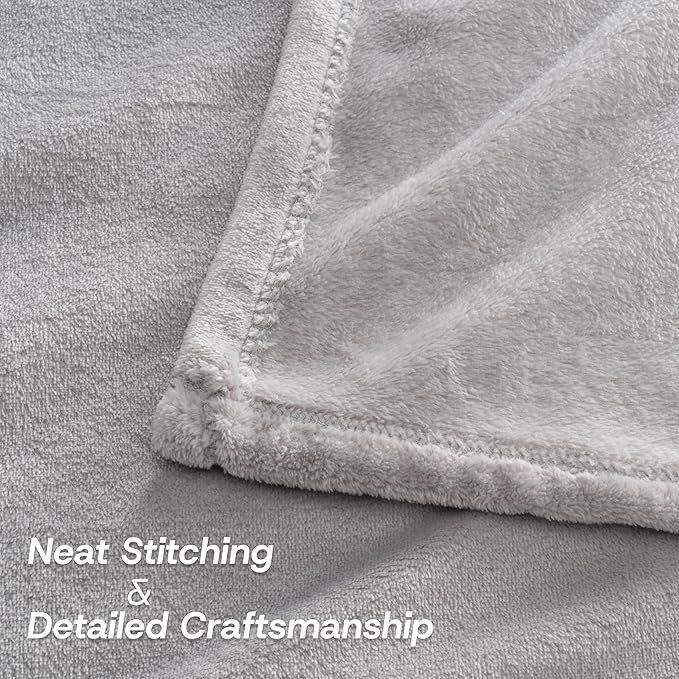 Luxury Fleece Warm Blanket, Soft Lightweight Velvety Plush Blanket for Sofa and Bed, Cozy Comfy for All Seasons(Chateau Grey, 90×90 Inches)