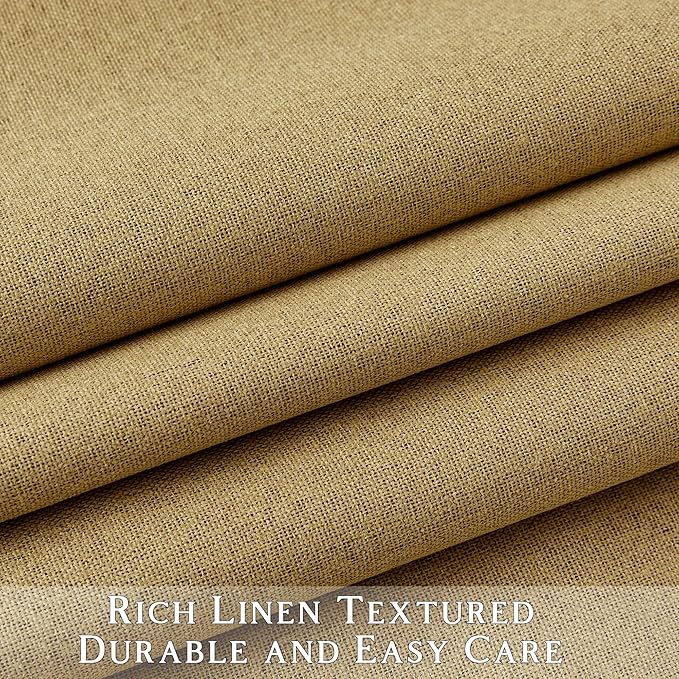 ChrisDowa 100% Blackout Mustard Yellow Solid Curtains 54 Inches Long 2 Panels for Bedroom Living Room,Farmhouse Room Darkening Thermal Insulated Soundproof Grommet Top Window Treatment Drapes,52x54