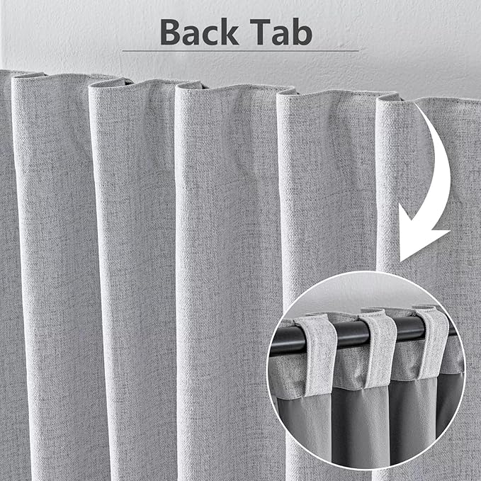 100% Blackout Curtains for Living Room, 96 Inch Curtains 2 Panel Set Light Blocking, Back Tab & Rod Pocket Thermal Insulated Drapes Bedroom Windows Home Decor(52W × 96L inch, Off-White)