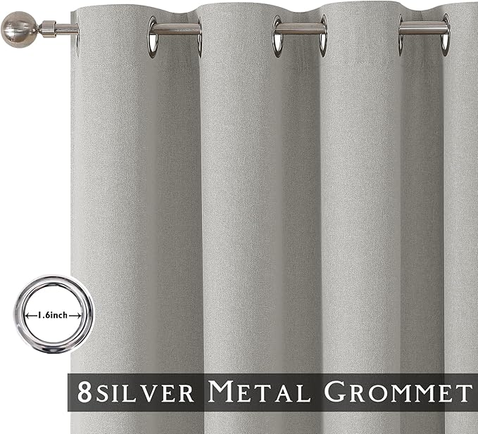 ChrisDowa 100% Blackout Light Grey Solid Curtains 45 Inches Long 2 Panels for Bedroom Living Room,Farmhouse Room Darkening Thermal Insulated Soundproof Grommet Top Window Treatment Drapes,52x45