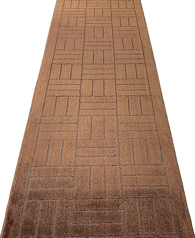 Custom Length Hallway Runner Rug,Slip Resistant,Bricks Brown, 26 Inch X 18 feet, Sold and Priced Per Foot