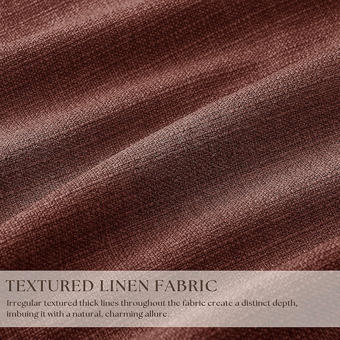 Chestnut Brown Linen Pinch Pleated Blackout Curtains 108 Inches Long for Bedroom Pleated 100% Black Out Drapes with Liner Rust Farmhouse Country Extra Long 108 Inch Curtain for Living Dining Room