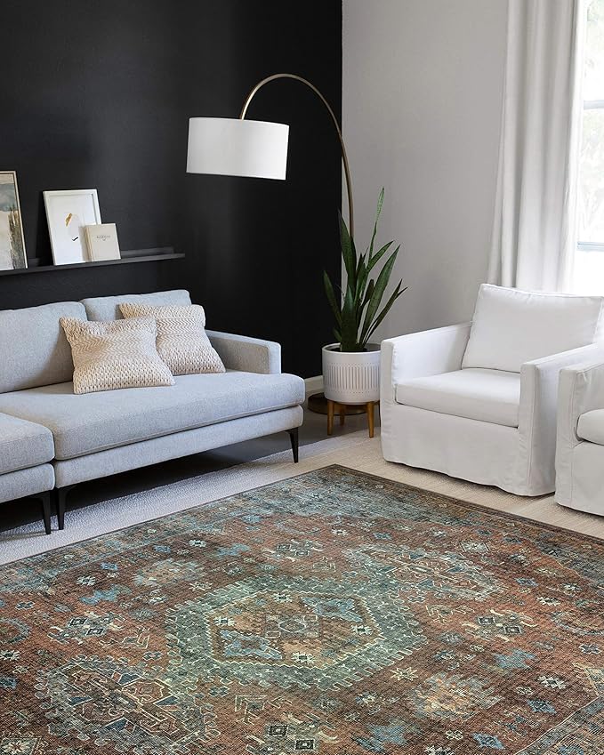 Loloi II Skye Collection SKY-07 Terracotta/Sky 5'-0" x 7'-6" Area Rug