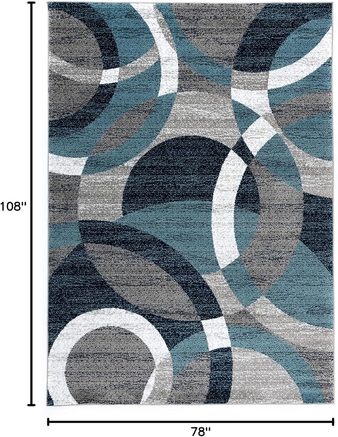 Rugshop Contemporary Abstract Circles Perfect for high Traffic Areas of Your Living Room,Bedroom,Home Office,Kitchen Area Rug 6'6" x 9' Blue
