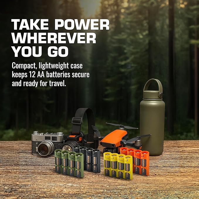 AA Battery Storage Caddy by Storacell (2 Pack), Black, Holds 4 Batteries (Not included)