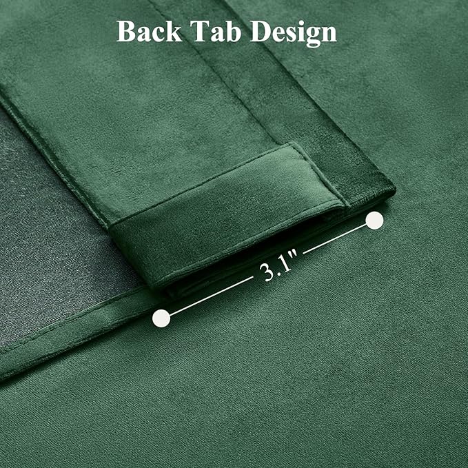 AUSSPVOCT Green Velvet Curtains 96 Inches for Bedroom, Thermal Insulated Super Soft Room Darkening Curtains Luxury Window Drapes for Dining Room, Back Tab Rod Pocket, W52 x L96, Dark Green, 2 Panels