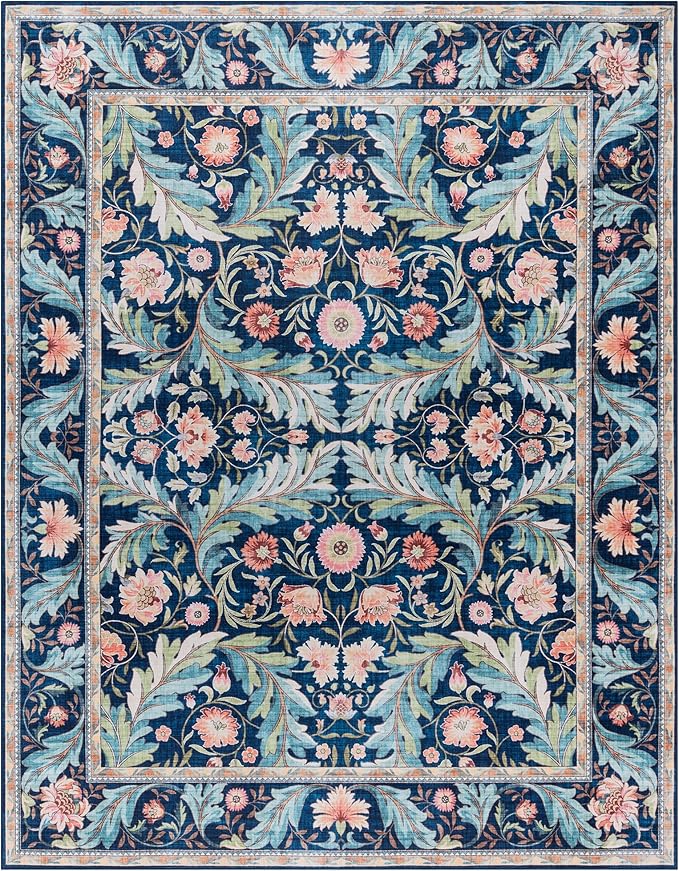 Gertmenian Indoor Boho Area Rug | Home Decor for Entryway, Bedroom, Living Room, Office, Kitchen | Non Slip, Soft, Printed Accent Rugs | Altair, Navy, 6x9 Medium, 24512