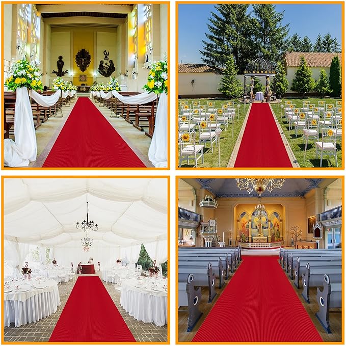 Ottomanson 3'11" x 32' Hallway Runner with Scraper Pile - Extra Durable Non-Slip Rug Mat for Indoor & Outdoor Use - Ideal for Kitchen, Entryway & Garage - High-Traffic Carpet, Red