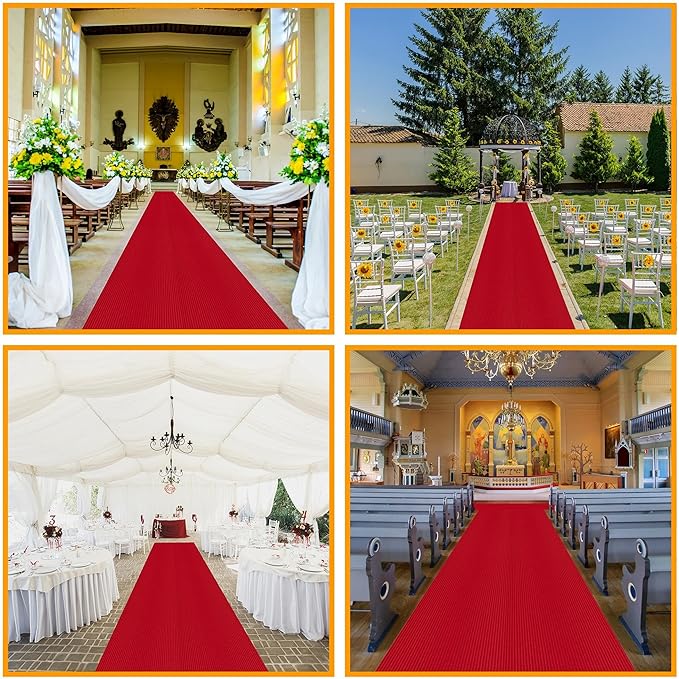 Ottomanson 2' x 38' Hallway Runner with Scraper Pile - Extra Durable Non-Slip Rug Mat for Indoor & Outdoor Use - Ideal for Kitchen, Entryway, Patio & Garage - High-Traffic Carpet, Red