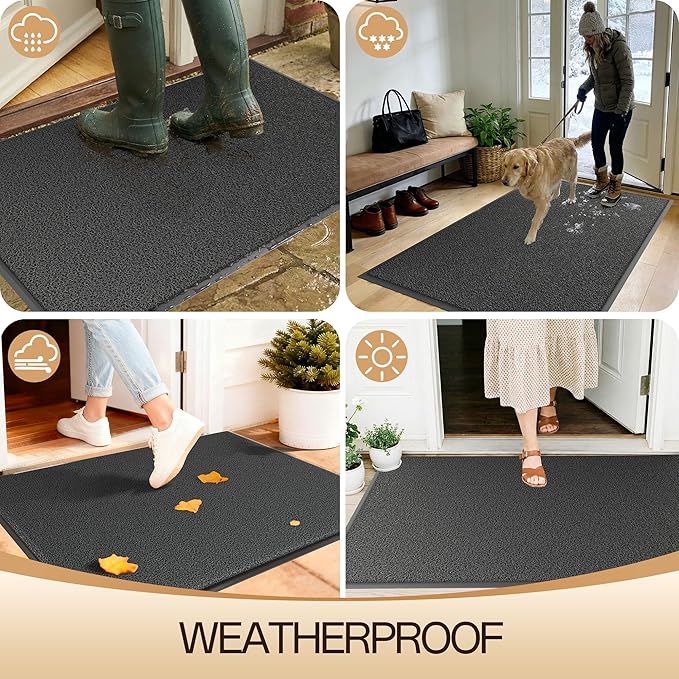 Amyracel Front Door Mat Indoor Outdoor Entrance, 24" x 72" All-Season Waterproof Doormat for Enterway, Heavy Duty Commercial Floor Mat, Fade Resistant, Rubber Back, Low Profile, Easy Clean