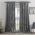 SMILETIME Grey Crushed Velvet Curtains 52x96inch Rod Pocket Luxurious Thermal Insulated Soundproof Drapes Soft and Durable Light-Filtering Window Treatments for Living Room Bedroom, 2 Panels