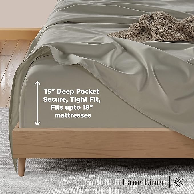 LANE LINEN 600 Thread Count Twin XL Bed Sheets Set - 100% Mercerized Cotton Twin XL Sheets, Soft & Comfy Sateen Weave for Silky Touch, Machine wash Luxury Hotel Style Thick Twin XL Sheet - Silver
