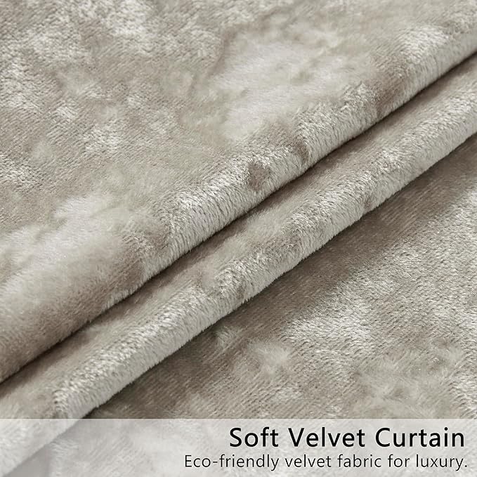 SMILETIME Ivory White Crushed Velvet Curtains 52x108inch Rod Pocket Luxurious Thermal Insulated Soundproof Drapes Soft and Durable Light-Filtering Window Treatments for Living Room Bedroom, 2 Panels