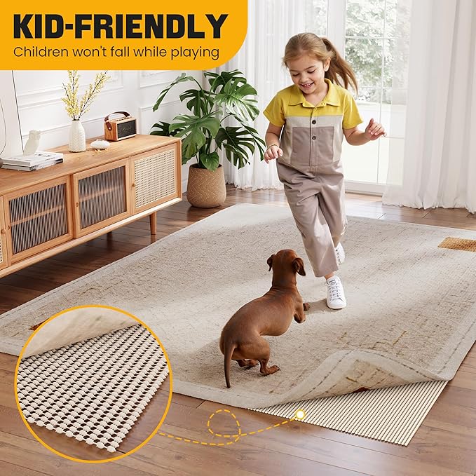 Non-Slip Rug Pad Gripper 2x8 Feet, Anti Skid Mat for Kitchen Hallway Runner Rug, Keep Rugs in Position and Safe, Thick Cushioned Carpet Pad for Hardwood Floors Protection