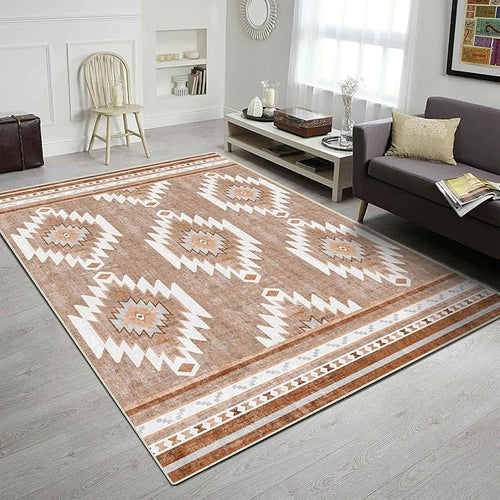 6x9 Area Rug, Ultra-Soft Washable Rug for Living Room, Dinner Room, Bedroom, Non-Slip Modern Westren Rug, Indoor Carpet Large Area Rug, Camel